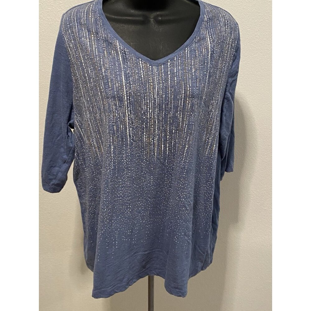 Catherine’s Women Size OXWP 14/16WP Short Sleeve Top Blue